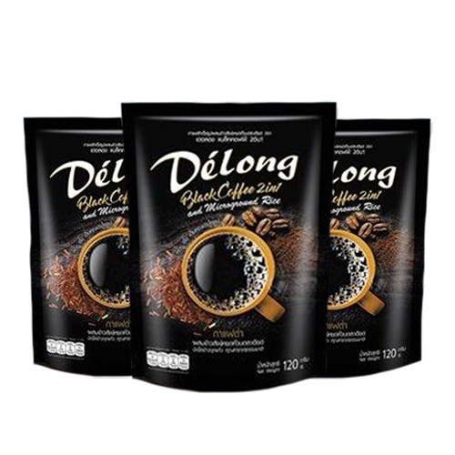 กาแฟปรุงสำเร็จ เดอลองแบล็คคอฟฟี่ 2in1 1 แพ็ก 3 ห่อ